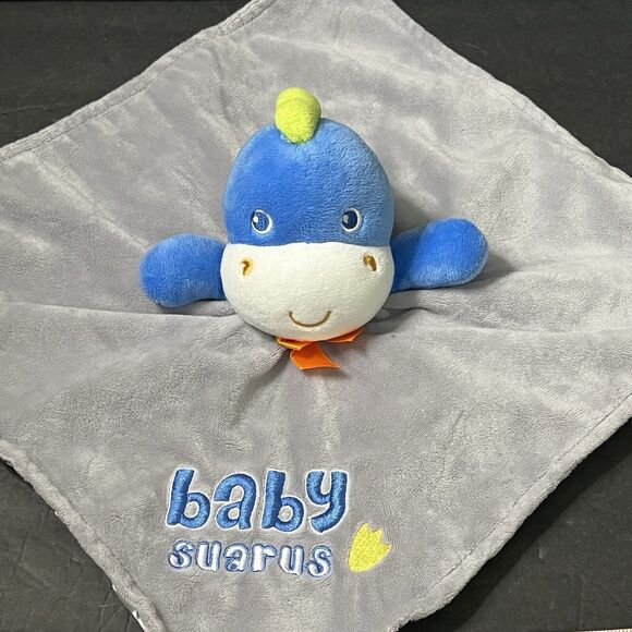 Starters Gray Baby Suarus Dinosaur Dino Lovey Security Blanket Babysuarus Rattle - Picture 1 of 8